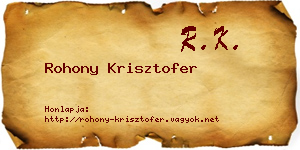 Rohony Krisztofer névjegykártya